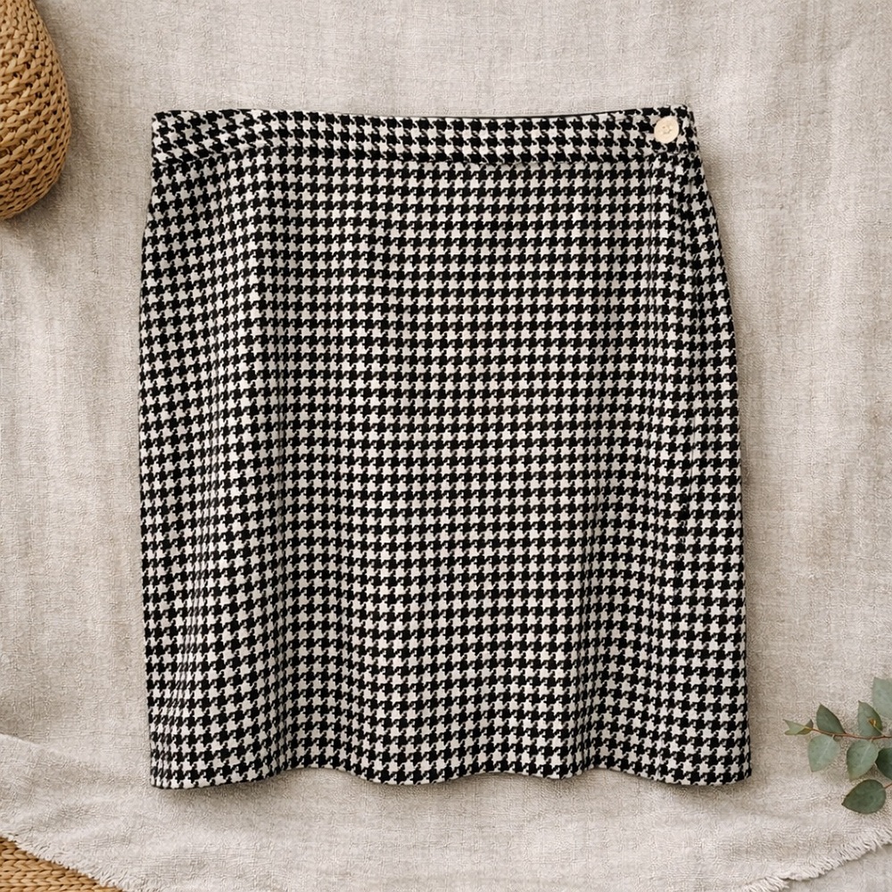 Classic Lauren Ralph Lauren Black White Houndstooth Academia Pencil Skirt Size 6